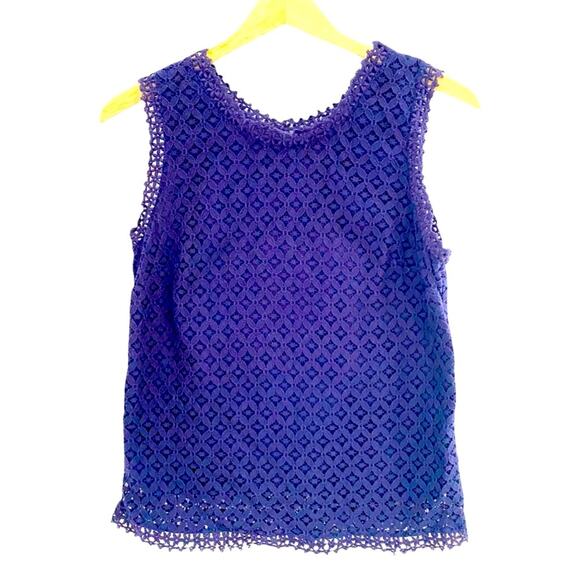 Merona Blue Sleeveless Lace Crochet Top, Size Small - Picture 1 of 8